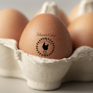 Cute Chicken Farm Fresh Floral Egg Rubber Stamp