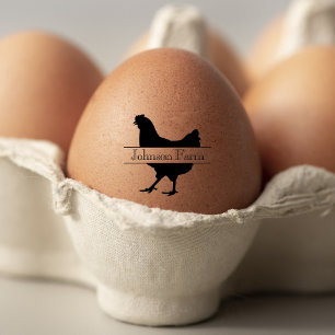 Cute Chicken Farm Fresh Floral Egg Rubber Stamp