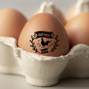 Cute Chicken Farm Fresh Floral Egg Rubber Stamp