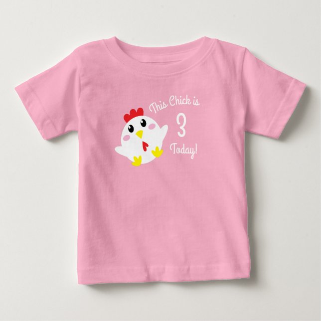 Cute Chicken Farm Kids 1st Birthday Party Baby T-Shirt (Front)
