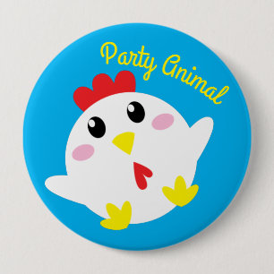 Cute Chicken Farm Kids 1st Birthday Party Button