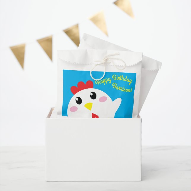 Cute Chicken Farm Kids 1st Birthday Party Favor Bag (Party)