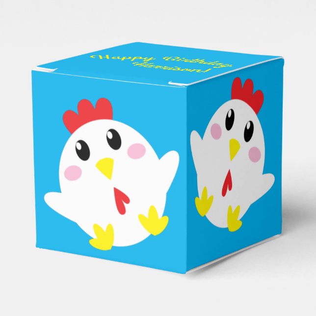 Cute Chicken Farm Kids 1st Birthday Party Favor Boxes (Front Side)
