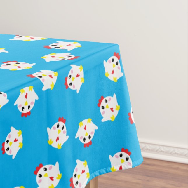 Cute Chicken Farm Kids 1st Birthday Party Tablecloth (In Situ)