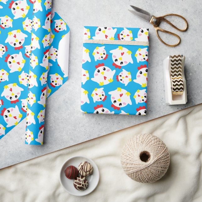 Cute Chicken Farm Kids 1st Birthday Party Wrapping Paper (Crafts)