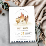 Cute Chicken Farm Watercolor Kids Birthday Invite<br><div class="desc">A Cute Chicken Farm Theme Kids Collection.- it's an Elegant Simple Minimal watercolor Illustration of chicken farm with pretty red barn, perfect for your little ones farm theme birthday party. It’s very easy to customize, with your personal details. If you need any other matching product or customization, kindly message via...</div>