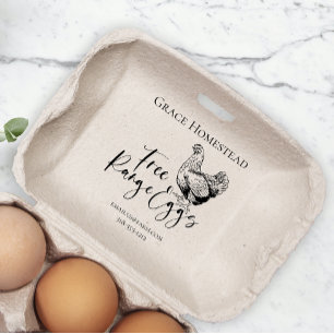 Cute Chicken Free Range Eggs Carton Add Name Rubber Stamp