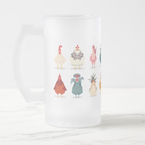 Cute Chicken Frosted Glass Beer Mug