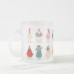 Cute Chicken Frosted Glass Coffee Mug<br><div class="desc">A group of colorful cute and funny hens and roosters standing in lines.</div>