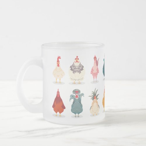 Cute Chicken Frosted Glass Coffee Mug