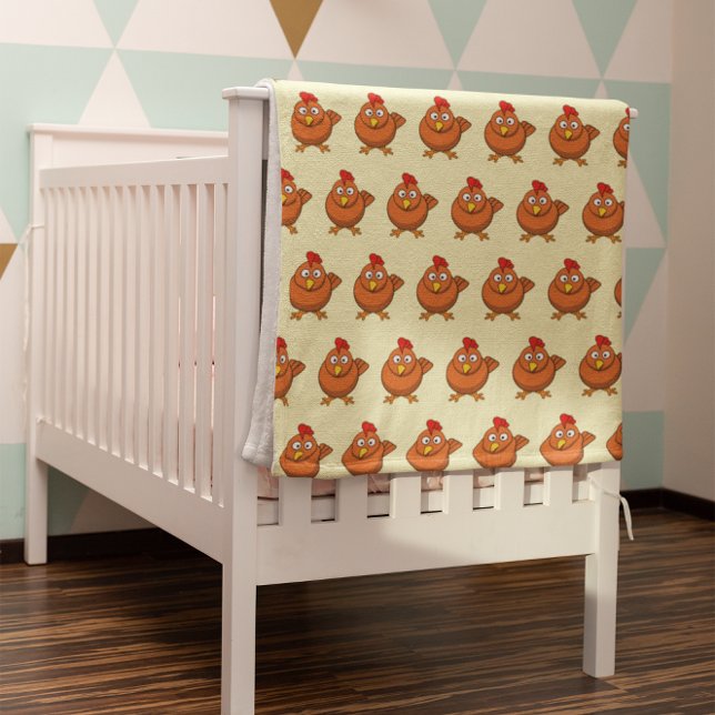 Cute Chicken Illustration Pattern on Yellow Baby Blanket (Cute Chicken Illustration Pattern on Yellow Baby Blanket)