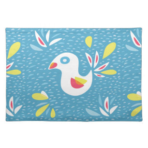 Cute Chicken In Spring Abstract Bird Cloth Placemat