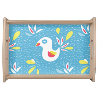 Cute Chicken In Spring Abstract Bird Serving Tray