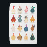 Cute Chicken iPad Mini Cover<br><div class="desc">A group of colorful cute and funny hens and roosters standing in lines.</div>