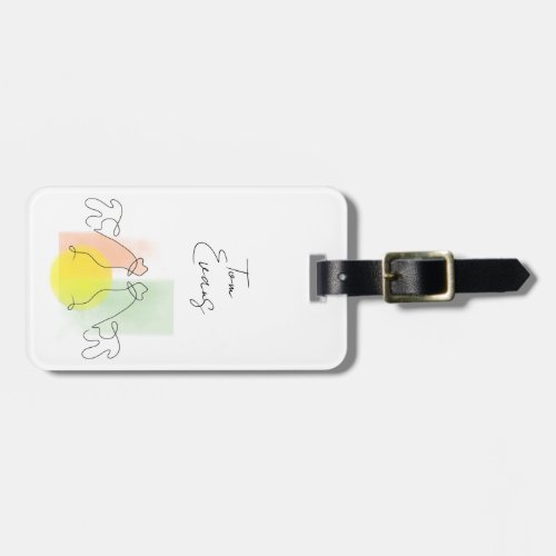 Cute chicken line drawing luggage tag