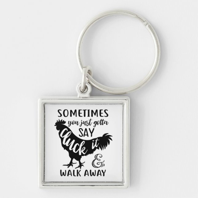 Cute Chicken Lover F Off Farm Farmer Rooster Keychain (Front)