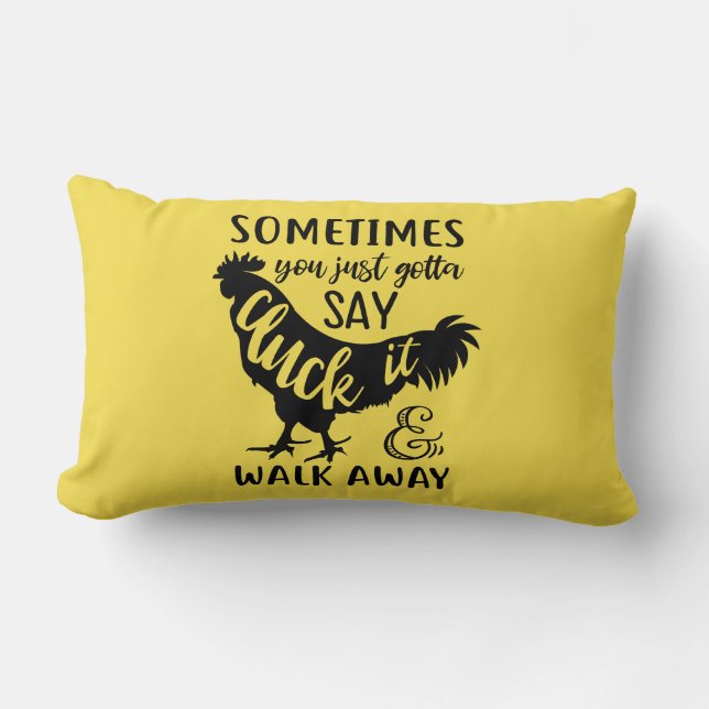 Cute Chicken Lover Farm Farmer Rooster Yellow Lumbar Pillow (Front)