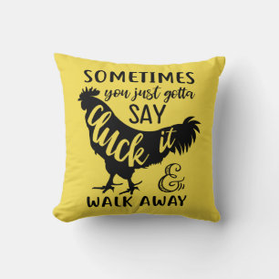 Cute Chicken Lover Farm Farmer Rooster Yellow Throw Pillow