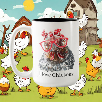 Cute Chicken Lovers Add Monogram Two-tone Coffee Mug by DoodlesGifts at Zazzle