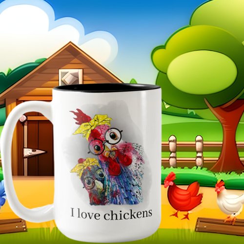 cute chicken lovers add monogram Two_Tone coffee mug