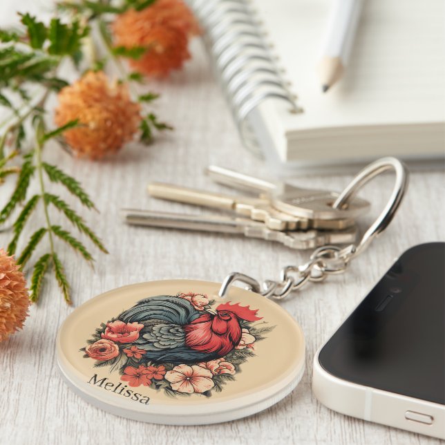 Cute chicken lovers add name  keychain (Front Right)