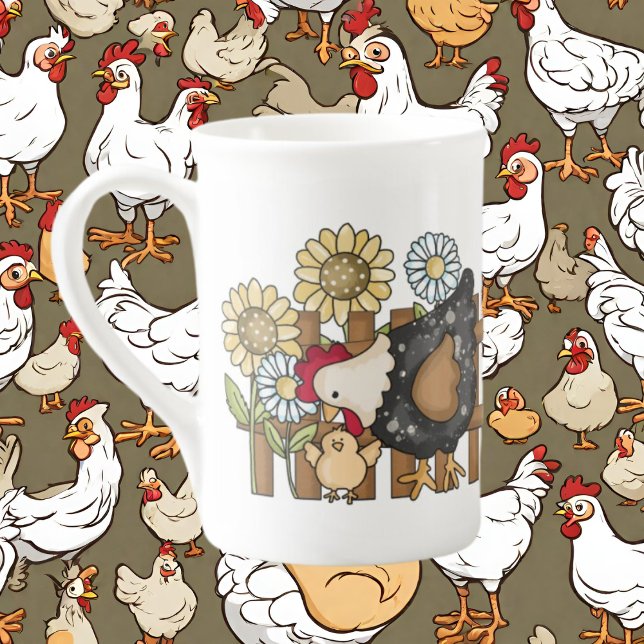 cute chicken lovers Country  Bone China Mug (Creator Uploaded)