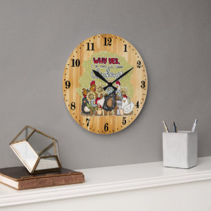 cute chicken lovers Country farmhouse Large Clock