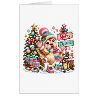 Cute Chicken Merry Christmas Card