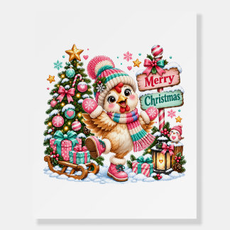 Cute Chicken Merry Christmas Foam Board