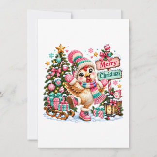 Cute Chicken Merry Christmas Note Card