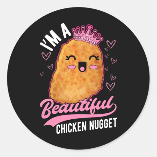 Cute Chicken Nugget Girl Foodie Queen Classic Round Sticker