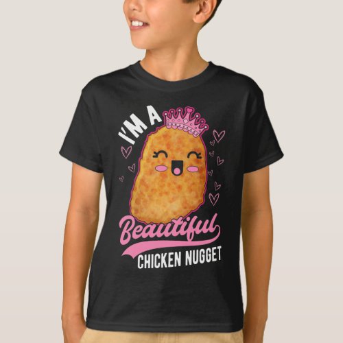 Cute Chicken Nugget Girl Foodie Queen T_Shirt