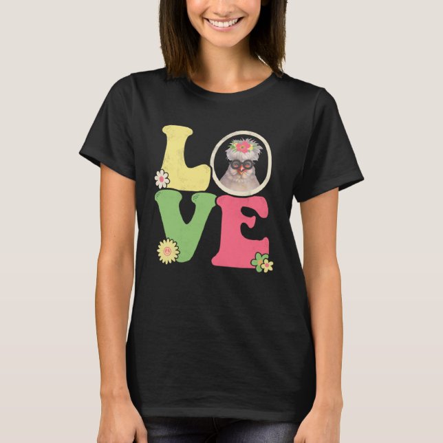 Cute Chicken  Peace Sign Love 60s 70s Groovy Hippi T-Shirt (Front)