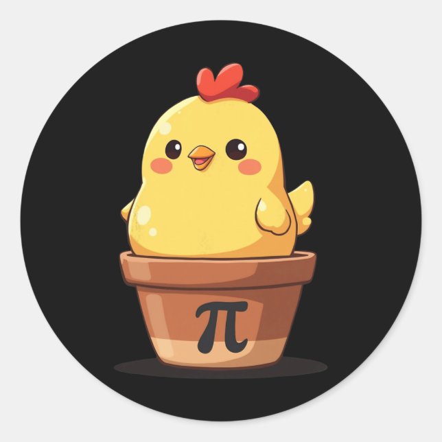 Cute Chicken Pot Pi Day Pie Math Teachers Lover 3. Classic Round Sticker (Front)