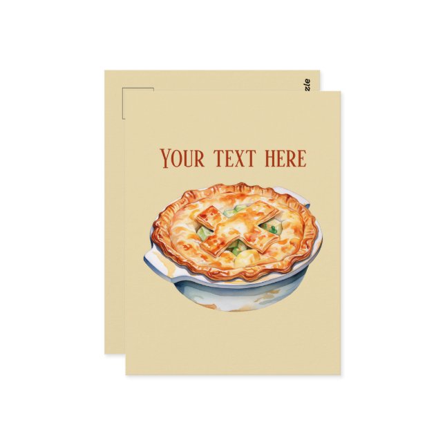 Cute chicken pot pie add message postcard (Front/Back In Situ)