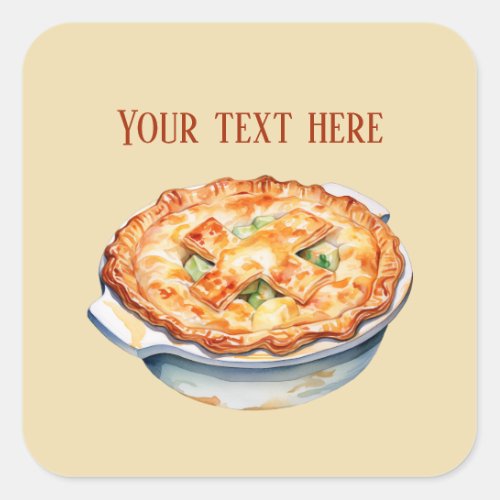 Cute chicken pot pie add message square sticker