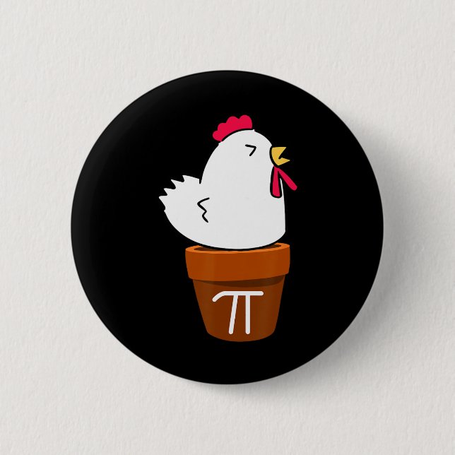 Cute Chicken Pot Pie Funny Math Pun Pi Symbol  Button (Front)