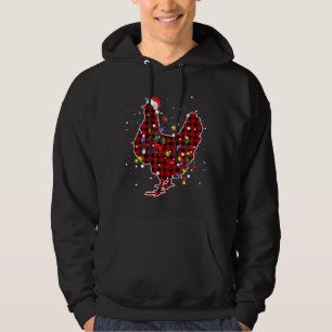 Cute Chicken Red Plaid Christma Hoodie