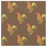 Cute Chicken Rooster Kids Baby Nursery Brown Fabric