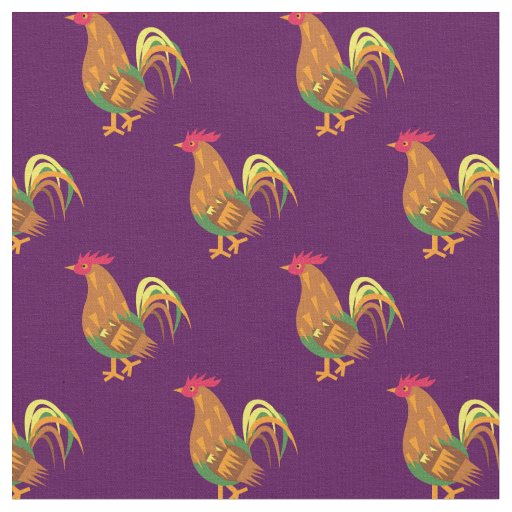 Cute Chicken Rooster Kids Baby Nursery Purple Fabric