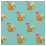 Cute Chicken Rooster Kids Baby Nursery Teal Fabric