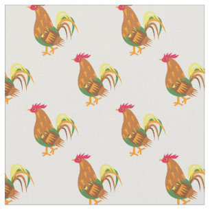 Cute Chicken Rooster Kids Baby Nursery White Fabric