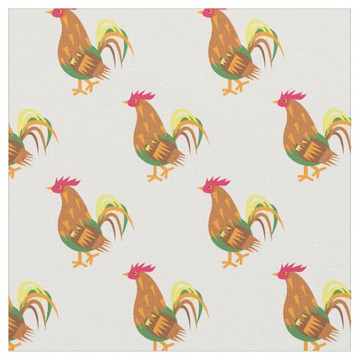 Cute Chicken Rooster Kids Baby Nursery White Fabric