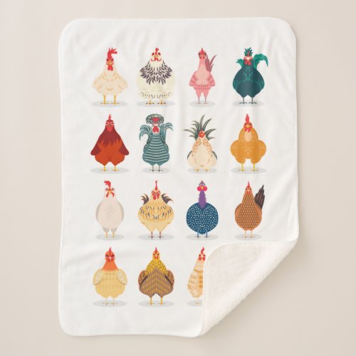 Cute Chicken Sherpa Blanket