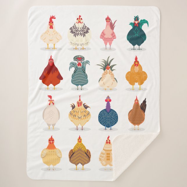 Cute Chicken Sherpa Blanket (Front)
