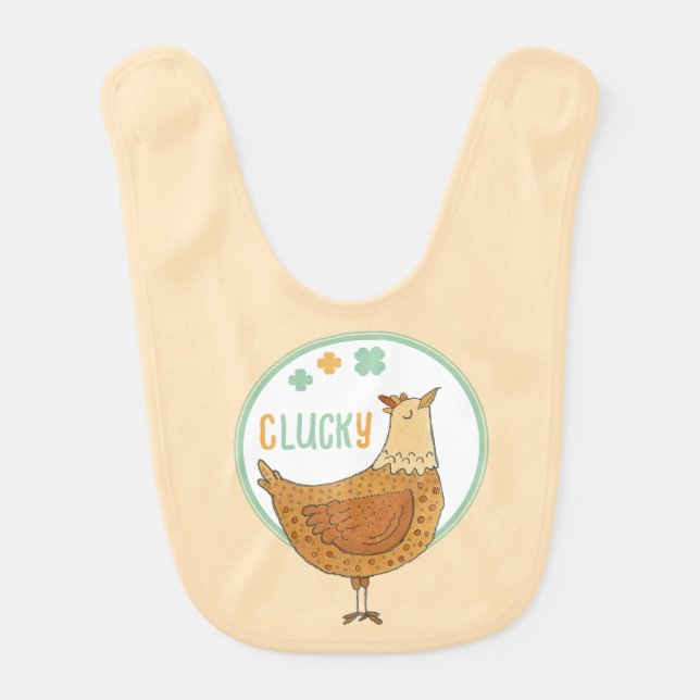 Cute Chicken St. Patricks Day Lucky Baby Bib (Front)