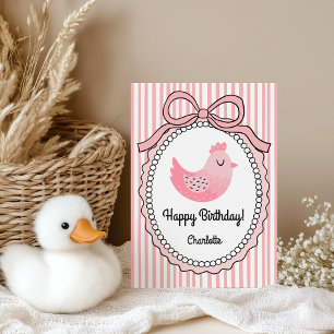 Cute Chicken Stripes Folded Greeting Card