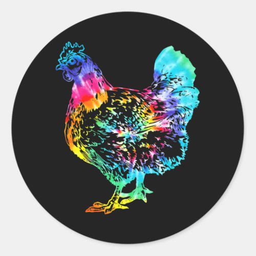 Cute Chicken Tie Dye Hippie Poultry Farmer Farm Classic Round Sticker