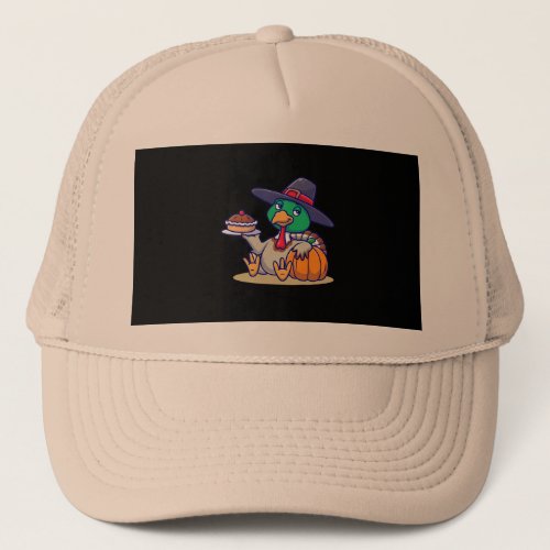 cute chicken turkey thanksgiving cartoon trucker hat