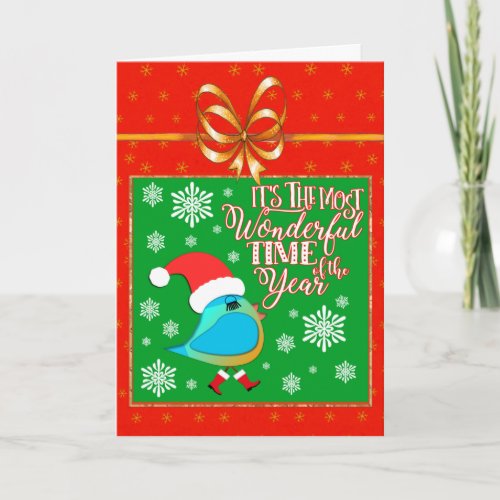 Cute Chicken Wearing Hat  Gumboots for Christmas Note Card